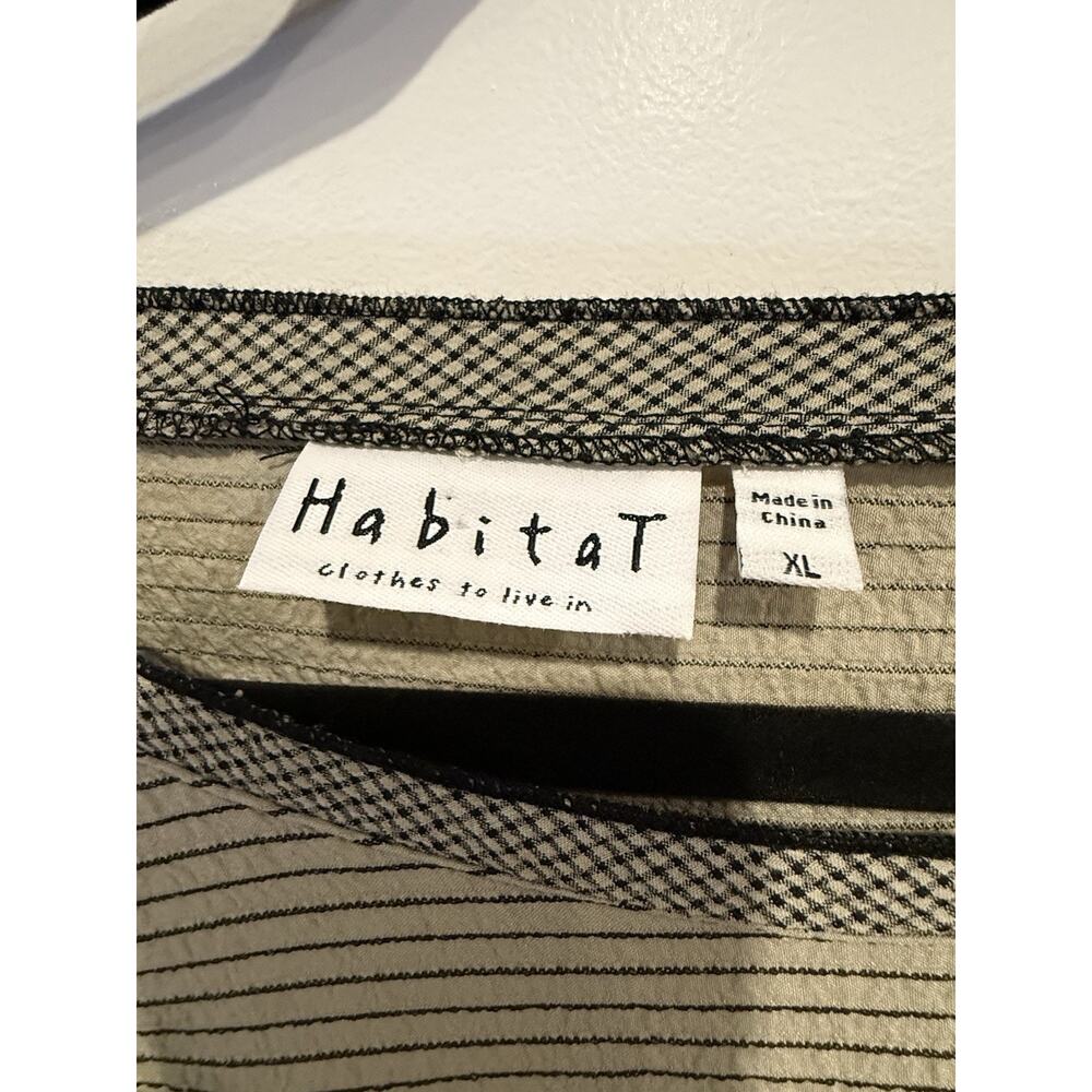 Habitat Tunic Top Green Striped Textured Chopstick Buttons Lagenlook Artsy XL - Picture 5 of 7